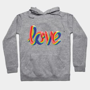 Love 3D Text Lettering Rainbow Gay Pride Flag Hoodie